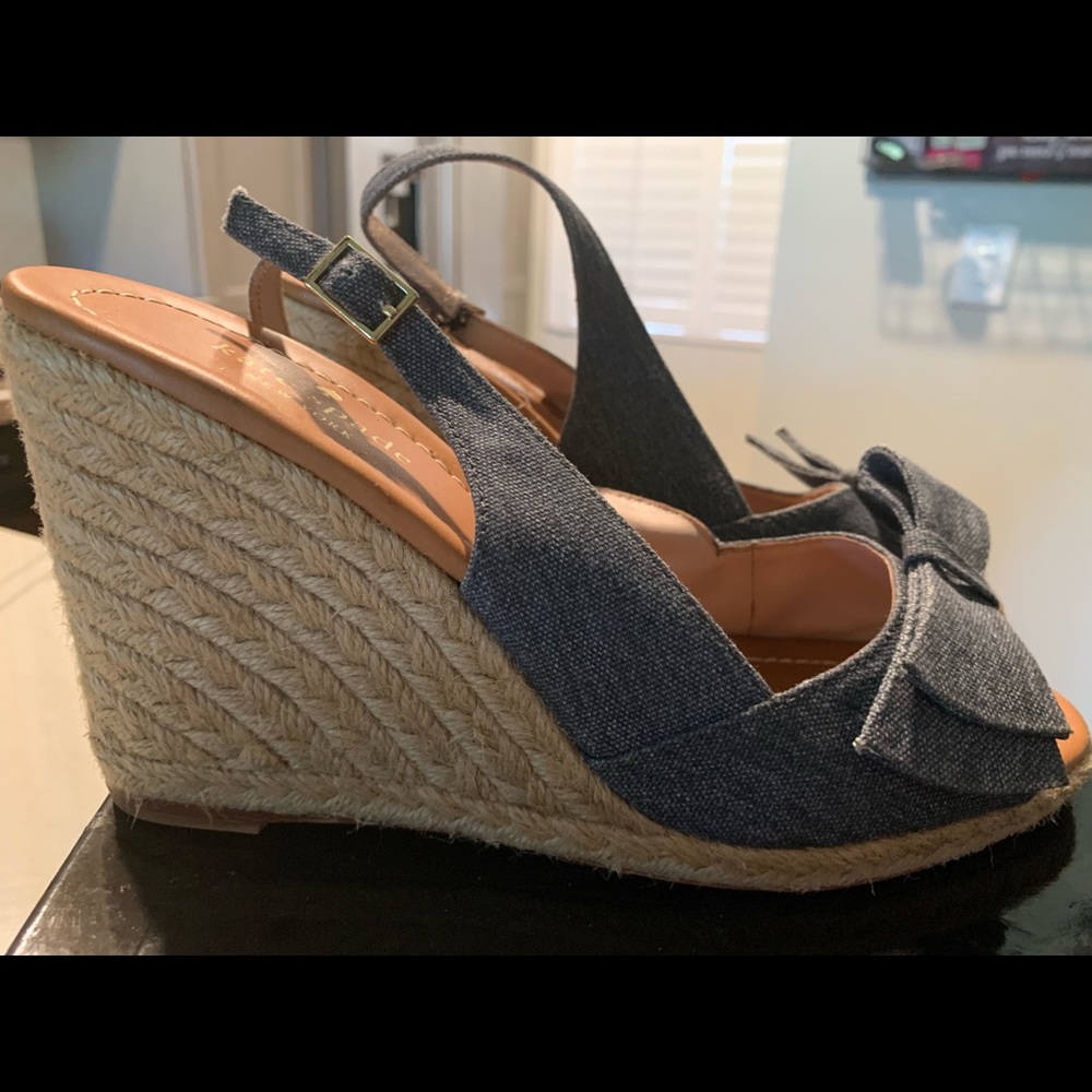 Lightly worn Kate Spade denim wedge sandals - Picture 1 of 5